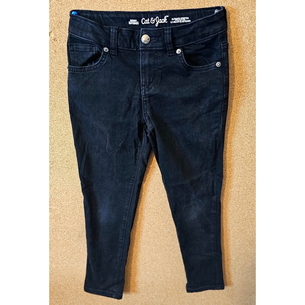 Cat & Jack Black Skinny Jeans Size 8 Ultimate Stretch Kids Girls Slim Fit Denim